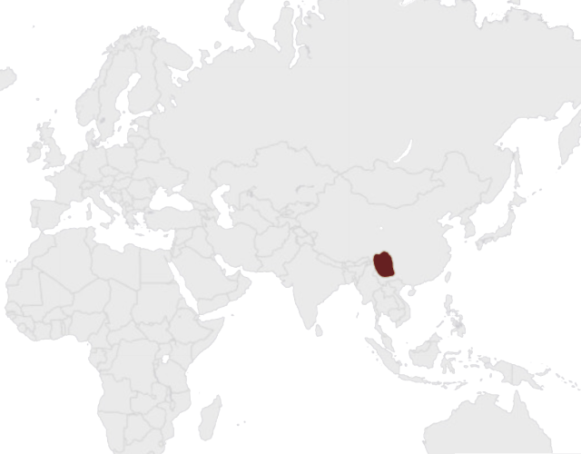 Mapa výskytu Bažant diamantový