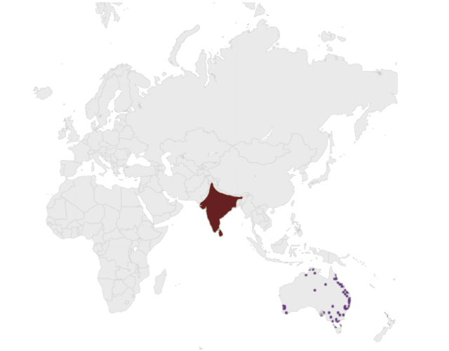 Location Indian peafowl